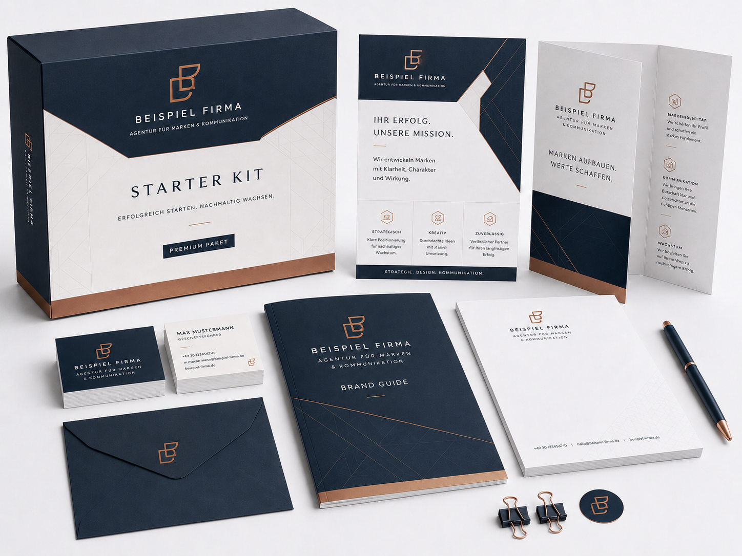 Starterpaket mit Branding-Materialien für Neugründungen